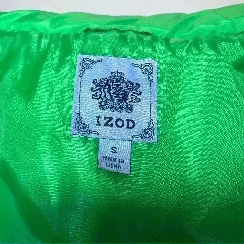 Green IZOD Casual Puffer Snap button closure Vest Size Small two side pockets - Picture 8 of 12